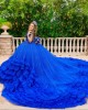 Ruffled Off The Shoulder Royal Blue Quinceanera Dresses 2024