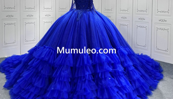 RUFFLED OFF THE SHOULDER ROYAL BLUE QUINCEANERA DRESSES 2024