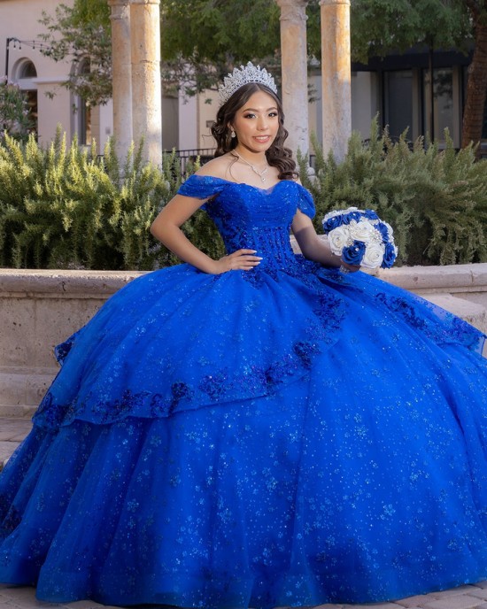 2024 Arabic Style Blue Quinceanera Dresses Off Shoulder Ball Gown Prom Dress With Appliques Sweet 16 vestidos de 15 anos