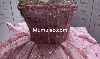 STRAPLESS CORSET PINK QUINCEANERA DRESSES 2024 SPARKLY SWEET 15 DRESS