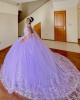 3D Flower Applique Lilac Quinceanera Dress 2024 Ball Gown Corset Mexican Sweet 16 Vestido De 15 Anos With Cape