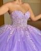 3D Flower Applique Lilac Quinceanera Dress 2024 Ball Gown Corset Mexican Sweet 16 Vestido De 15 Anos With Cape