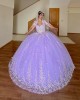 3D Flower Applique Lilac Quinceanera Dress 2024 Ball Gown Corset Mexican Sweet 16 Vestido De 15 Anos With Cape