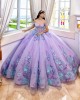 3D Flowers Sweet 15 16 Party Dress Off Shoulder Lavender Quinceanera Dress 2024 Ball Gown Formal Prom Dresses