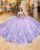 3D Flowers Sweet 15 16 Party Dress Off Shoulder Lavender Quinceanera Dress 2024 Ball Gown Formal Prom Dresses