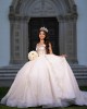 Ball Gown Champagne Quinceanera Dresses Sweetheart Neck Lace Appliques Long Prom Sweet 16 Prom Gowns Vestidos De Quinceanera