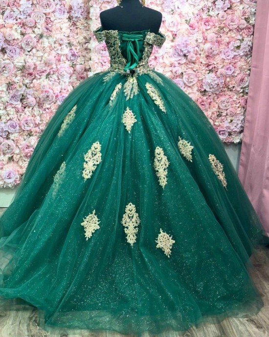 Ball Gowns Green Quinceanera Dresses for Girls Sweetheart Appliques Vestido De 15