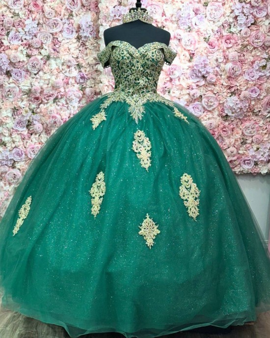 Ball Gowns Green Quinceanera Dresses for Girls Sweetheart Appliques Vestido De 15