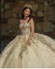 Champagne Quinceanera Dresses Sweetheart Neck 2024 Ball Gown Princess Dress Lace Appliques Sweet 15 Prom Party Dress