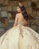 Champagne Quinceanera Dresses Sweetheart Neck 2024 Ball Gown Princess Dress Lace Appliques Sweet 15 Prom Party Dress