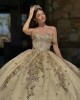 Champagne Quinceanera Dresses Sweetheart Neck 2024 Ball Gown Princess Dress Lace Appliques Sweet 15 Prom Party Dress