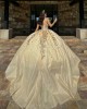 Champagne Quinceanera Dresses Sweetheart Neck 2024 Ball Gown Princess Dress Lace Appliques Sweet 15 Prom Party Dress