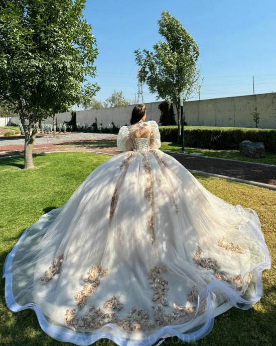 Sweetheart Neck Champagne Quinceanera Dresses 2024 Ball Gown Princess Dress Lace Appliques Two Piece Vestidos De 15 Anos