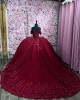 Customized Burgundy Quinceanera Dress Ball Gown 3D Floral Applique Sweet 16 Vestidos De 15 Anos