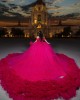 Customized Hot Pink Quinceanera Dress Tiered Ball Gown Gold Lace Applique Sweet 16 Vestidos De 15 Anos