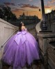 Customized Lilac Quinceanera Dress Ball Gown Floral Applique Lace Corset Sweet 16 Vestidos De 15 Anos With Bow