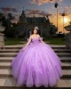 Customized Lilac Quinceanera Dress Ball Gown Floral Applique Lace Corset Sweet 16 Vestidos De 15 Anos With Bow