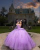 Customized Lilac Quinceanera Dress Ball Gown Floral Applique Lace Corset Sweet 16 Vestidos De 15 Anos With Bow