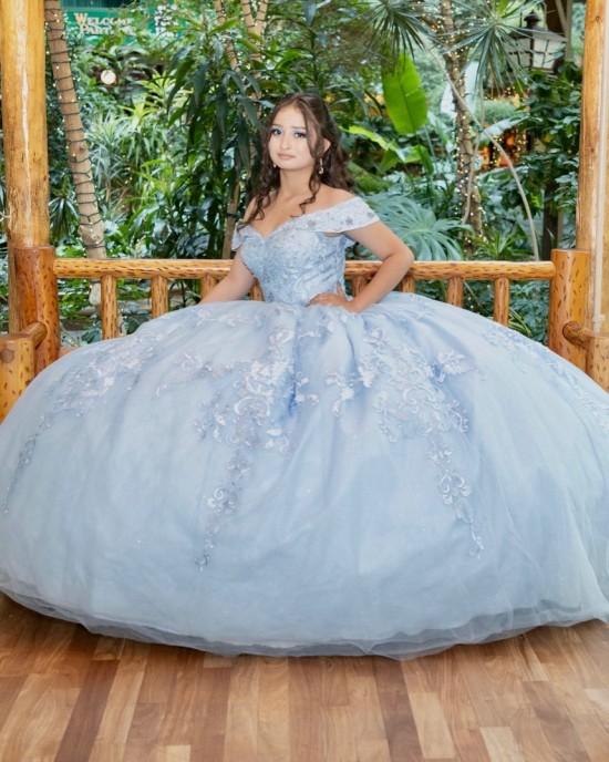 Glitter Sequin Sweetheart Neck Vestidos De 15 Anos Sky Blue Quinceanera Dress Off Shoulder Sweet 15 Gowns