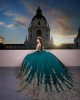 Long Sleeve Emerald Green Quince Dress Lace Appliques Girls Ball Gown Sweet 16 Dresses Sweetheart Neck Vestidos De 15 Anos