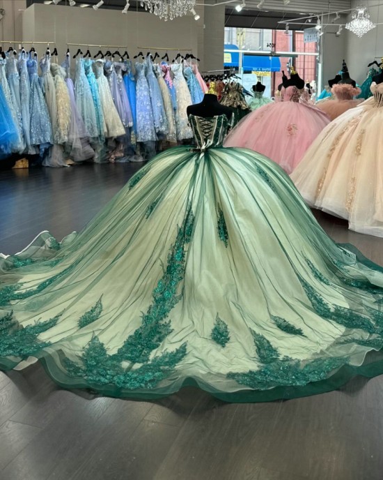 Luxury Green Quinceanera Dresses Birthday Party Prom Princess Ball Gown Vestidos De 15 Anos