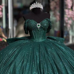 Off The Shoulder Hunter Green Quinceanera Dresses 2024 Online