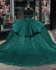 Off The Shoulder Hunter Green Quinceanera Dresses 2024 Online