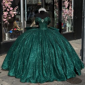 Off The Shoulder Hunter Green Quinceanera Dresses 2024 Online