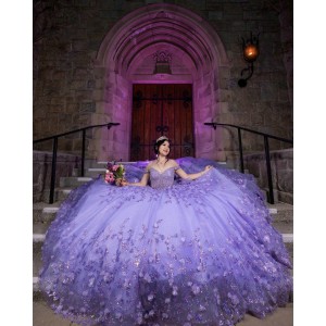 Off The Shoulder Lavender Quinceanera Dresses With Detachable Train