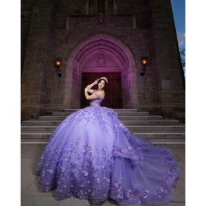 Off The Shoulder Lavender Quinceanera Dresses With Detachable Train