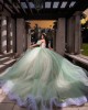 Off The Shoulder Mint Green Quinceanera Dresses With Horsehair