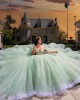 Off The Shoulder Mint Green Quinceanera Dresses With Horsehair