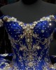 Off Shoulder Blue Quinceanera Dress Sweet 15 Gowns Sequin Wear Pageant Lace Appliques Sweetheart Neck Vestidos De 15 Anos With Bow