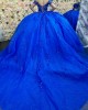 Off Shoulder Blue Quinceanera Dresses Shiny Lace Beading Vestidos De 15 Anos Birthday Party Princess Dress