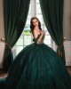 Off Shoulder Emerald Green Quinceanera Dress Sweetheart Neck Vestidos De 15 Anos Ruffled 15TH Birthday Dress