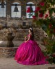 Off Shoulder Fuchsia Quinceanera Dress Sequin Birthday Party Gowns Sweetheart Neck Vestidos De 15 Anos With Bow