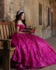 Off Shoulder Fuchsia Quinceanera Dress Sequin Birthday Party Gowns Sweetheart Neck Vestidos De 15 Anos With Bow