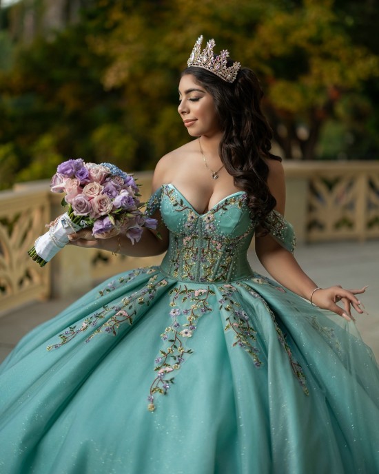 Off Shoulder Quince Dress Aqua Blue Vestidos De 15 Anos Lace Appliques Sweetheart Neck Vestidos De XV Anos