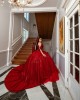 Off Shoulder Red Quinceanera Dress Ball Gown Sequins Corset Sweet 16 Vestido De 15 Anos