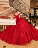 Off Shoulder Red Quinceanera Dress Birthday Party Gowns Sequin V Neck Vestidos De 15 Anos With Bow