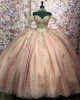 Off Shoulder Rose Gold Quinceanera Dress for Women Sweetheart Neck Crystal Evening Party Gown Sweet 15 Gown