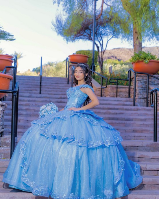 Off Shoulder Sky Blue Quinceanera Dress Ball Gown Lace Applique Mexico Sweet 16 Vestido De 15 Anos