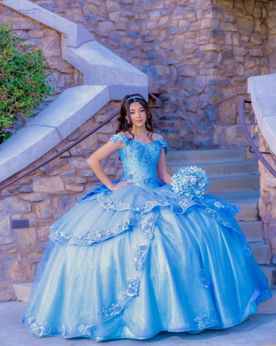 Off Shoulder Sky Blue Quinceanera Dress Ball Gown Lace Applique Mexico Sweet 16 Vestido De 15 Anos