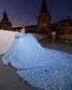 Off Shoulder Vestidos De 15 Anos Lace Appliques Sky Blue Quince Dress Sequin Princess Dress With Bow