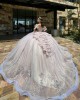 Pink Quinceanera Dresses V Neck Off Shoulder 2024 Ball Gown Princess Dress Lace Appliques Vestidos De 15 Anos With Bow