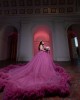 Plus Size Fuchsia Quince Dress V Neck Ruffled Vestidos De 15 Anos Sequin Sleeveless Birthday Party Dress