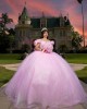 Puff Sleeve Pink Quinceanera Dresses for Girls Sweetheart Neck Sequin Beads Vestido De 15 Anos