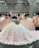 Ruffled Pink On White Quinceanera Dress Sleeveless Sweet 15 Gowns Sweetheart Neck Vestidos De 15 Anos