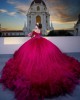 Ruffled Red Quinceanera Dress Sequin Sweetheart Neck Vestidos De 15 Anos Off Shoulder Instagram Gown