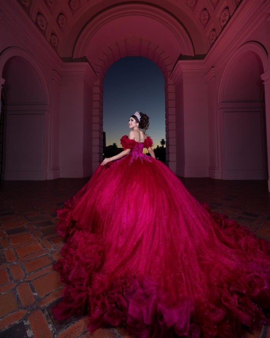 Ruffled Red Quinceanera Dress Sequin Sweetheart Neck Vestidos De 15 Anos Off Shoulder Instagram Gown